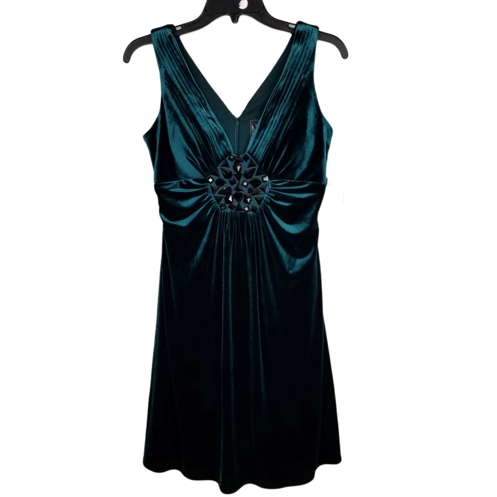 Nightway Velour/Velvet Sleeveless V-Neck Dress NWT